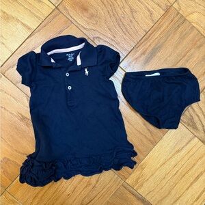 Ralph Lauren Navy Blue Kids Polo Dress and Bloomers